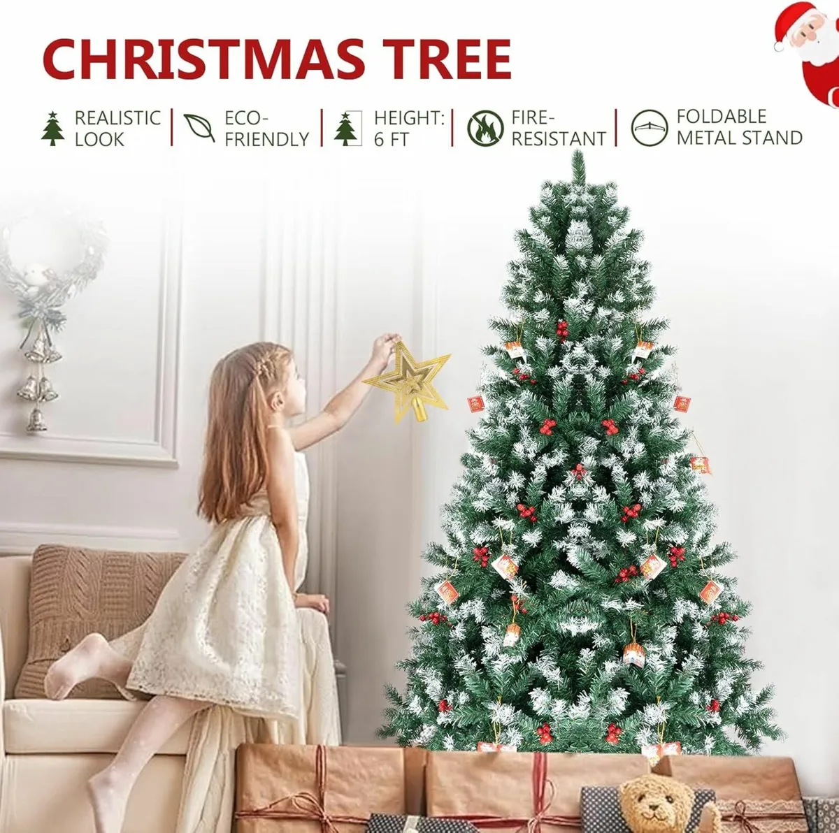 Artificial Christmas Tree, 6ft 1400 Branch Tips - Image 4