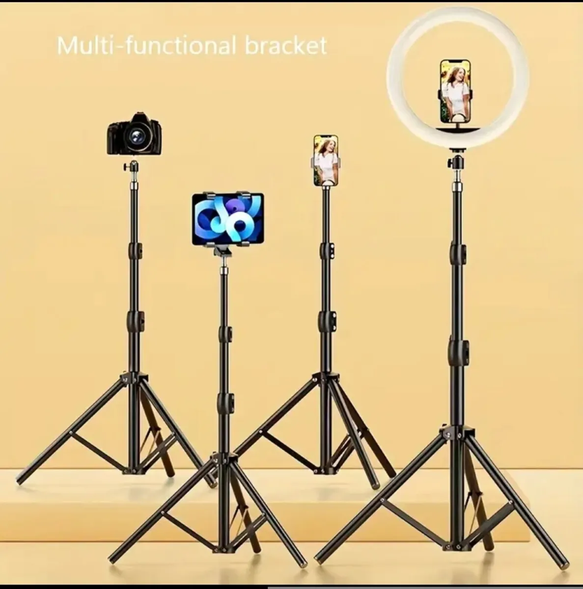 📱 Adjustable 1.6m Mobile Phone Tripod Stand – Bla - Image 1