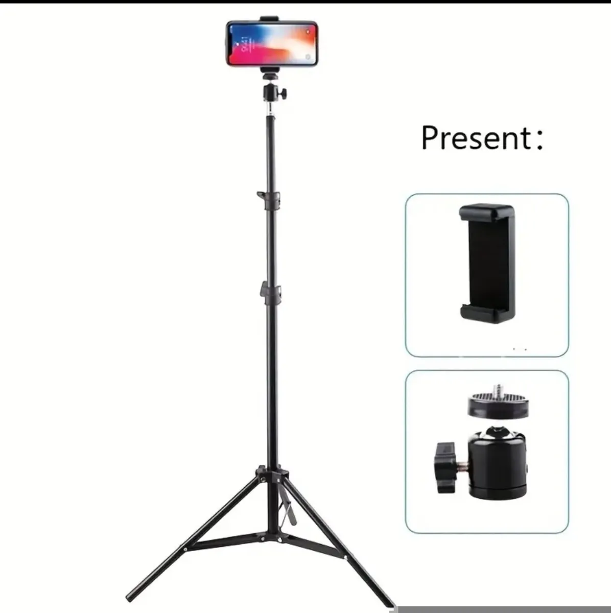 📱 Adjustable 1.6m Mobile Phone Tripod Stand – Bla - Image 3