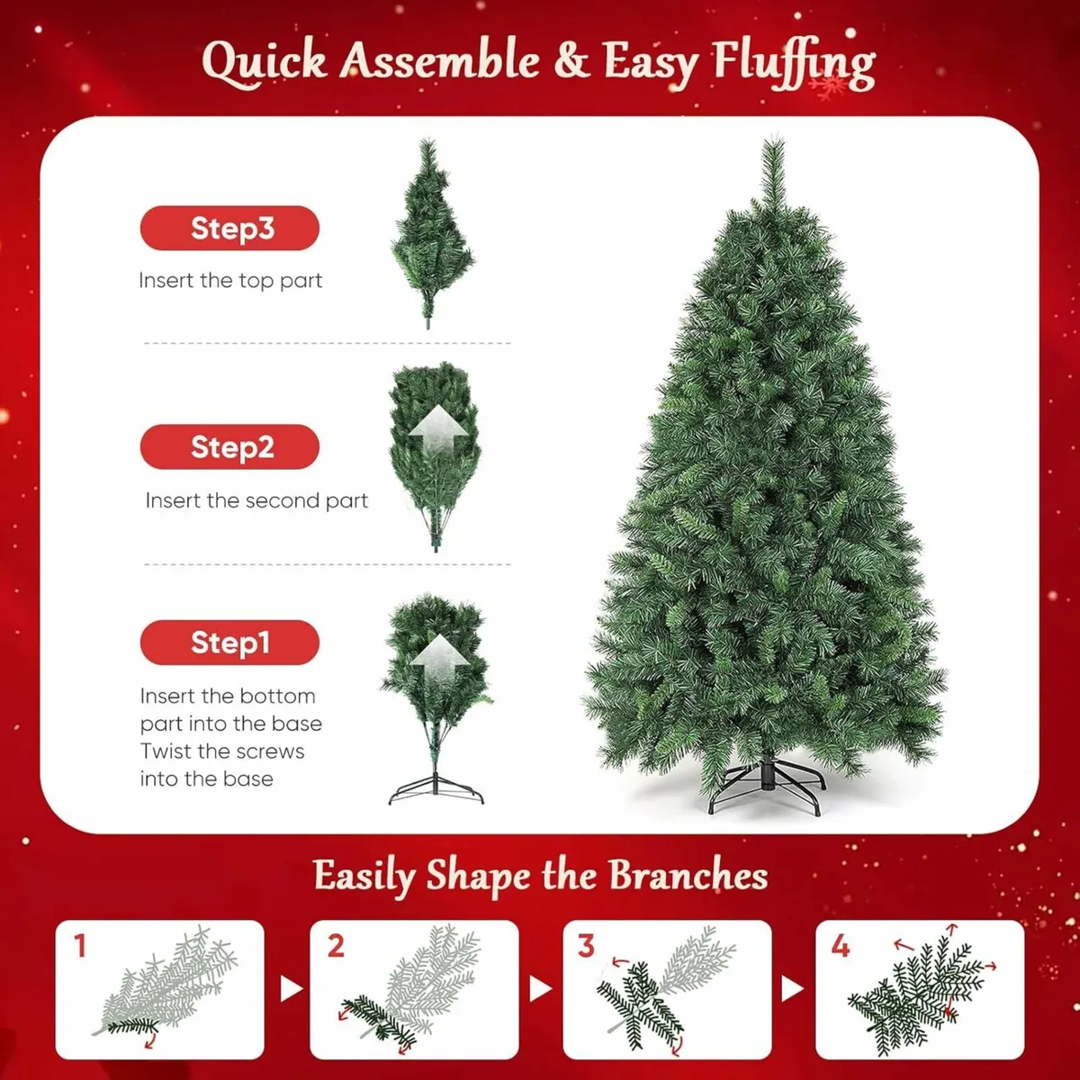 6ft Christmas Tree Artificial 180cm Living Room - Image 2