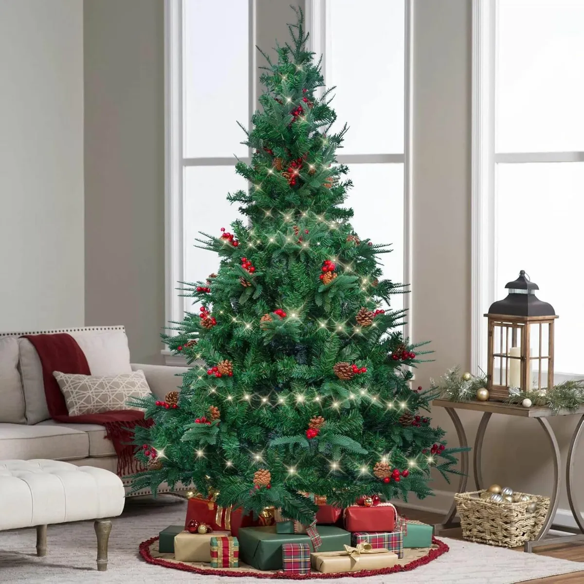 7ft Christmas Tree Lights 210CM PE PVC Decor - Image 2