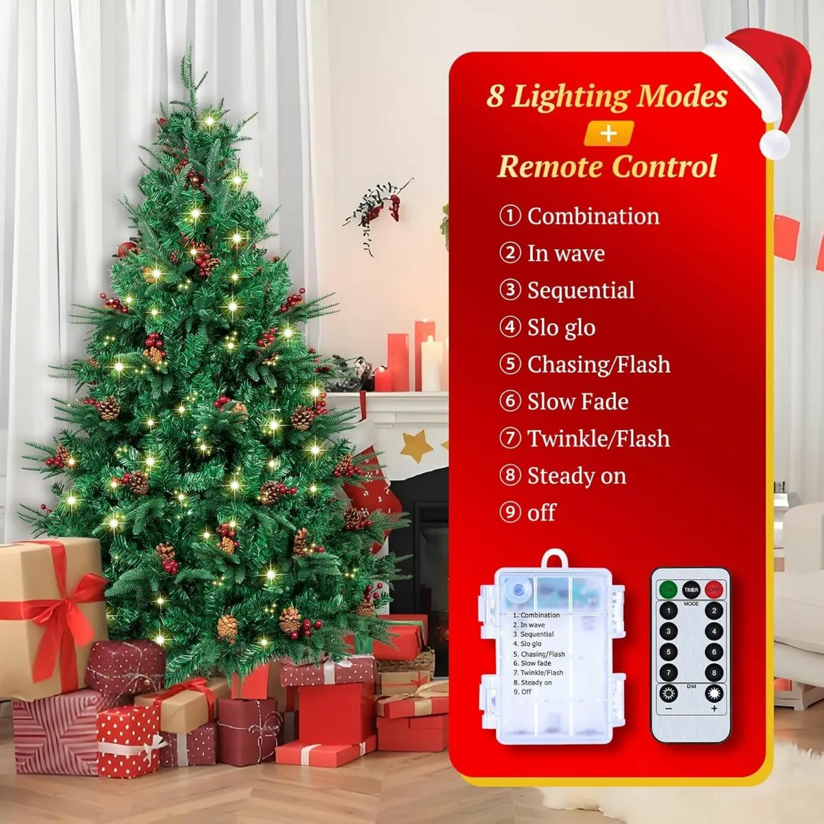 7ft Christmas Tree Lights 210CM PE PVC Decor - Image 3