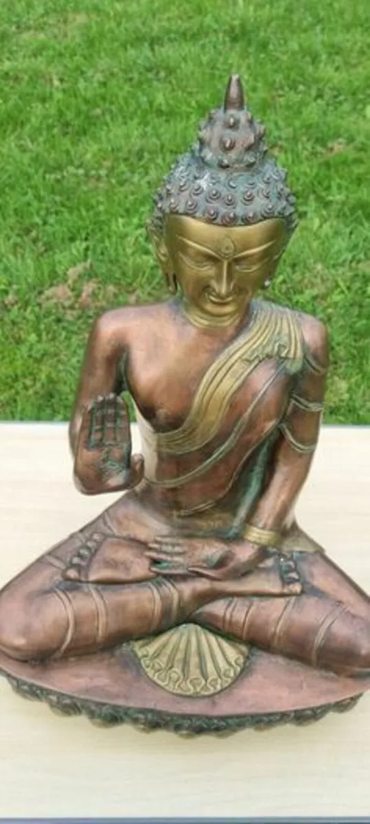 Old large brass and copper Buddha statue - Image 2