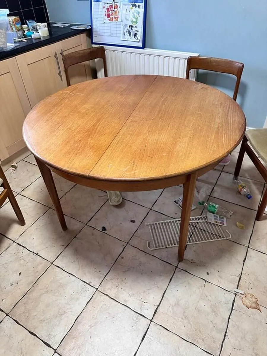 Teak Dining Room Table and Chairs - Image 1