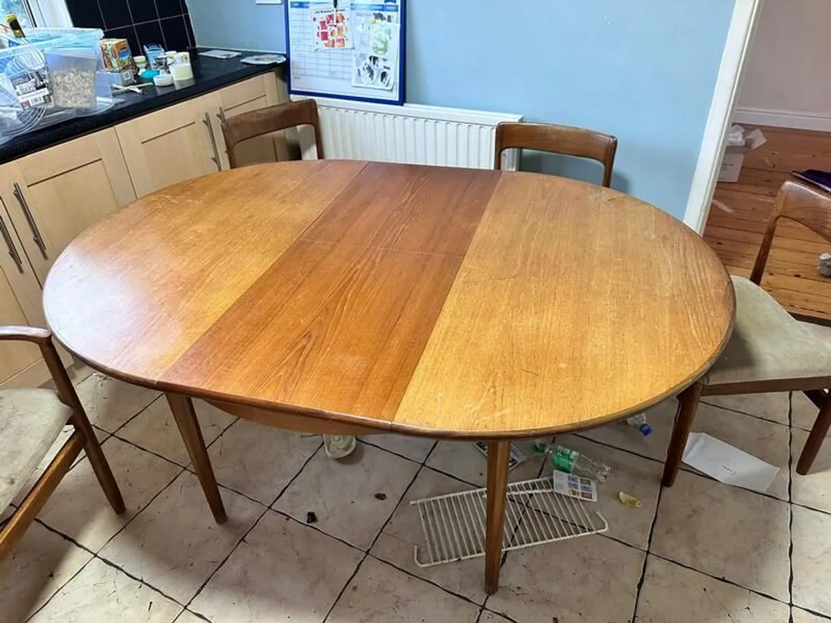 Teak Dining Room Table and Chairs - Image 4