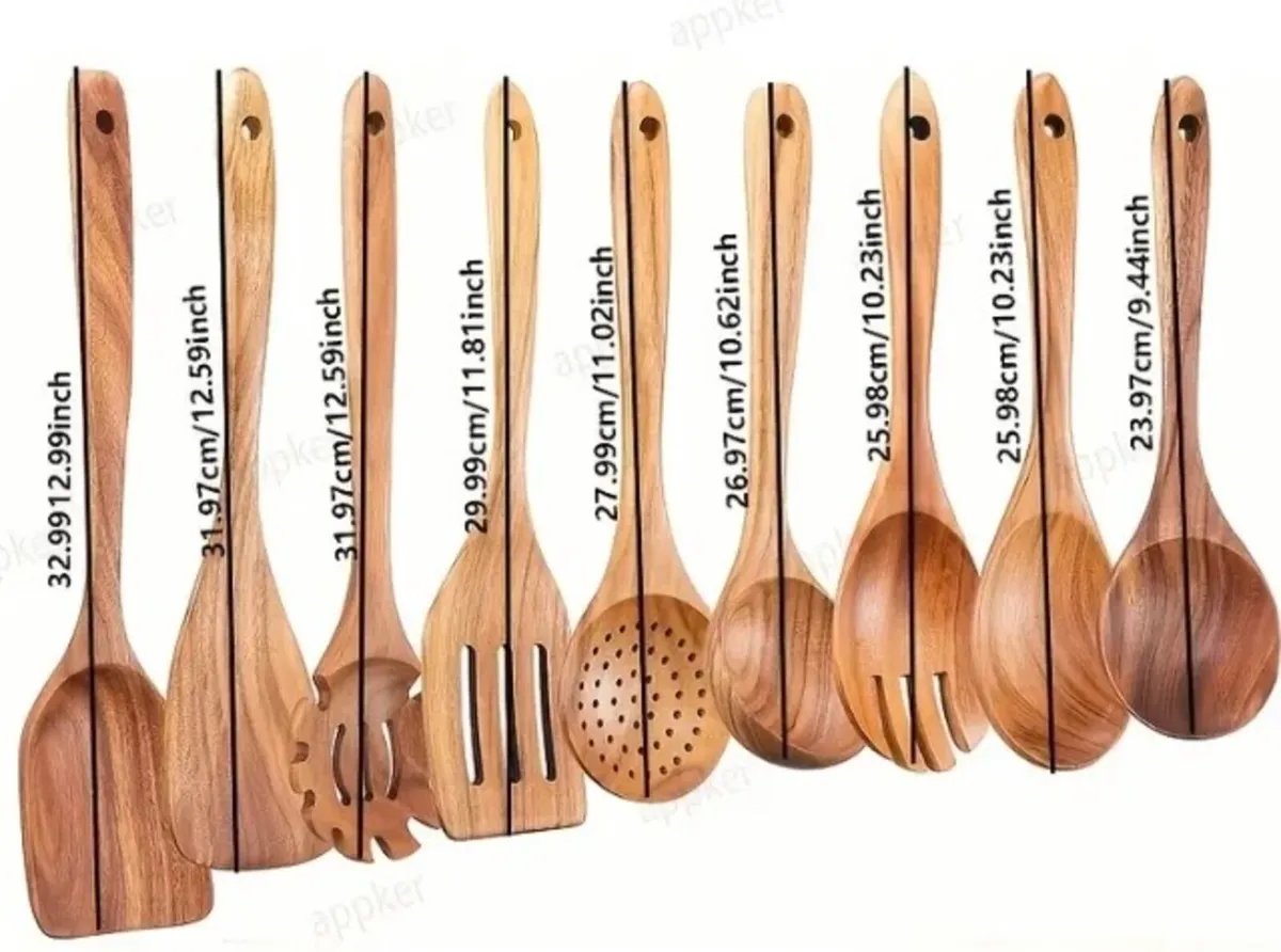 9 set wooden kitchen utensils set free postage - Image 2