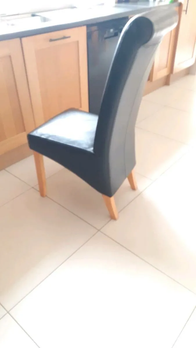 4 Black leather chairs - Image 1