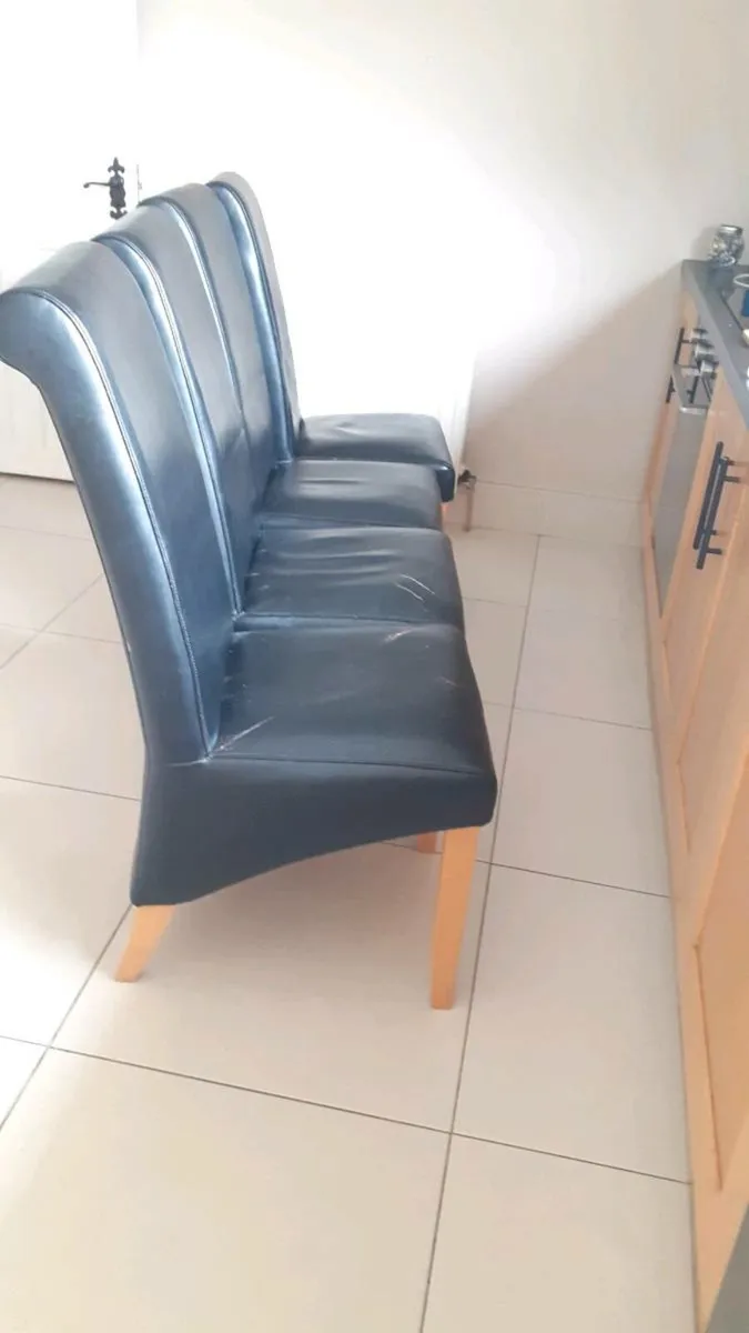 4 Black leather chairs - Image 3