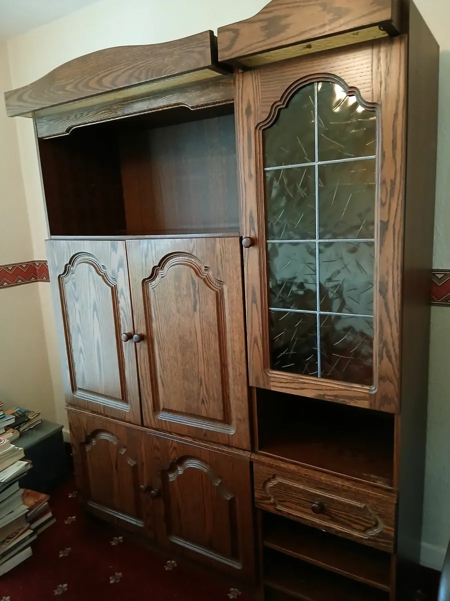 DUTCH SOLID OAK VINTAGE CABINET & DINING TABLE 4 - Image 1