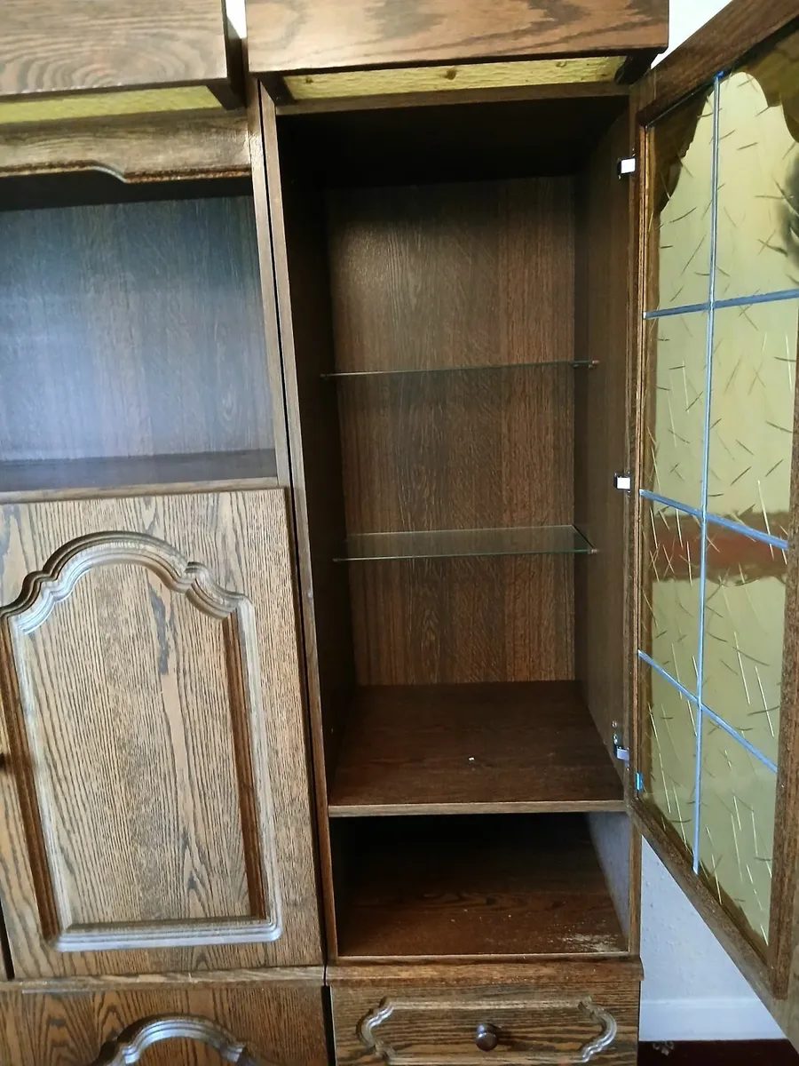 DUTCH SOLID OAK VINTAGE CABINET & DINING TABLE 4 - Image 2