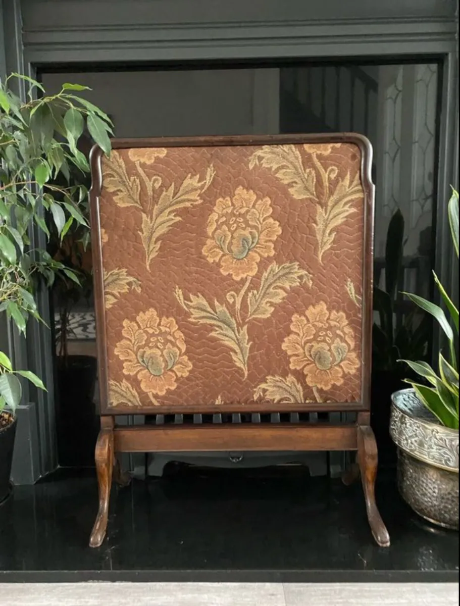 Vintage Mahogany and Tapestry Fireplace Screen - Image 1