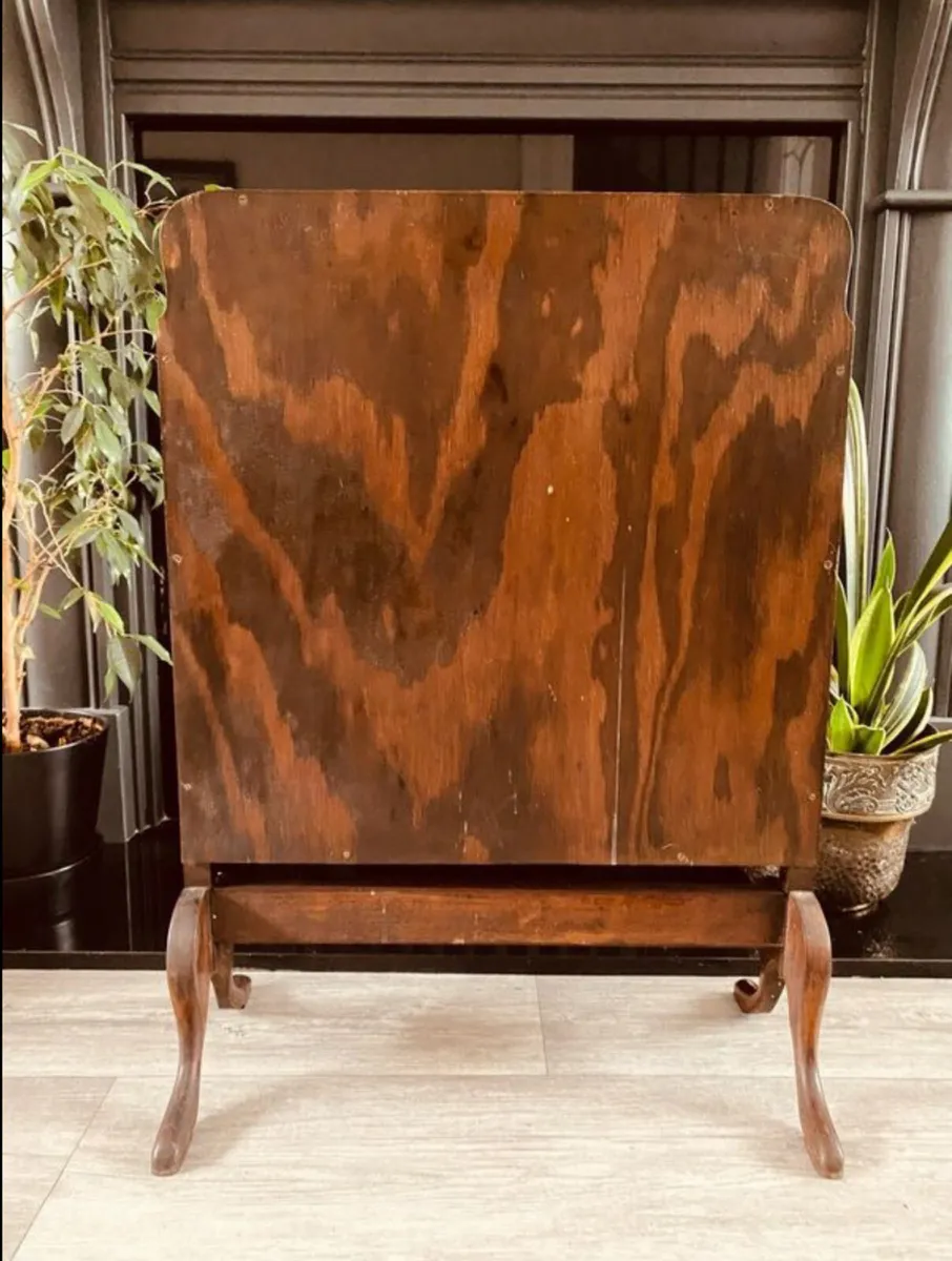 Vintage Mahogany and Tapestry Fireplace Screen - Image 2
