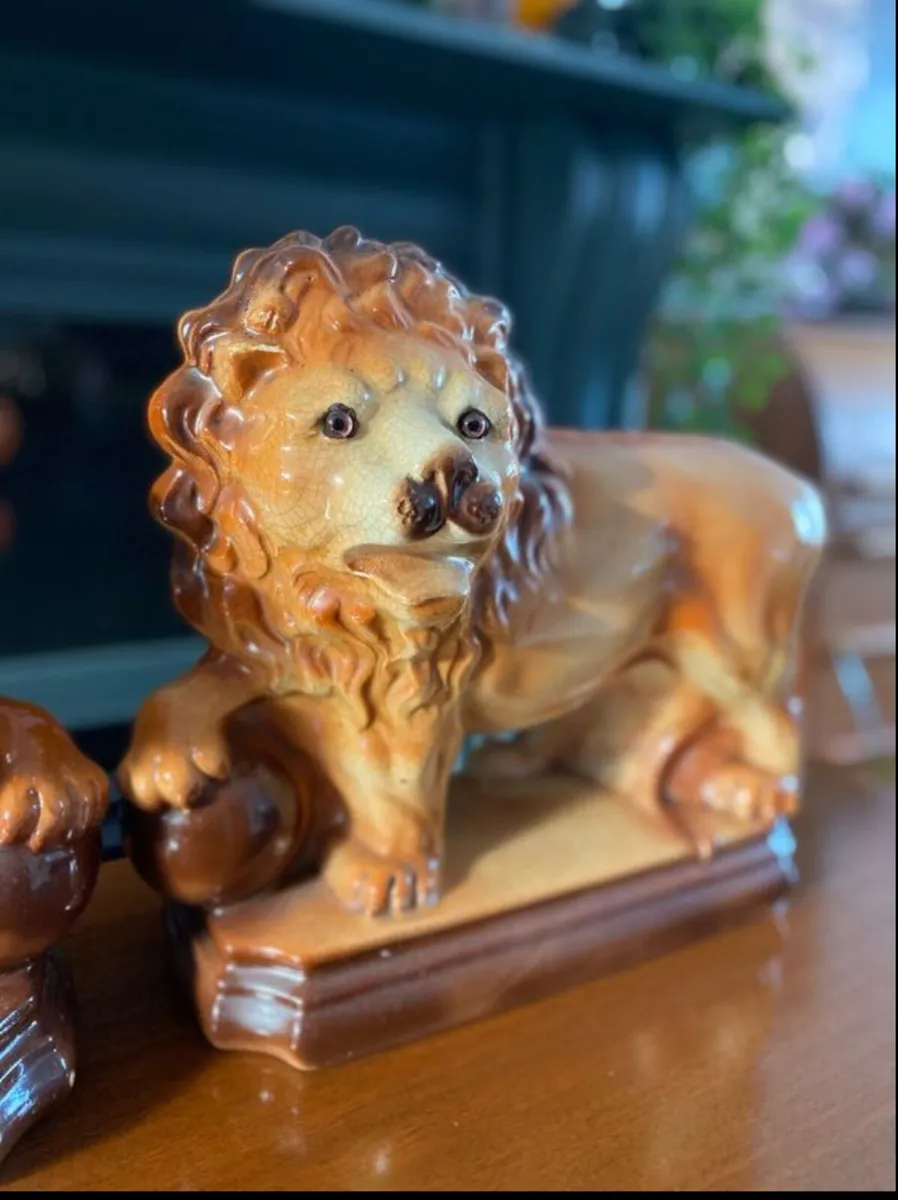 Antique Pottery Lions - Image 3