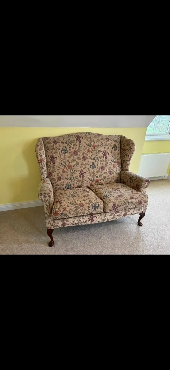 Queen anne 2 seater sofa and  office  chair - Image 1