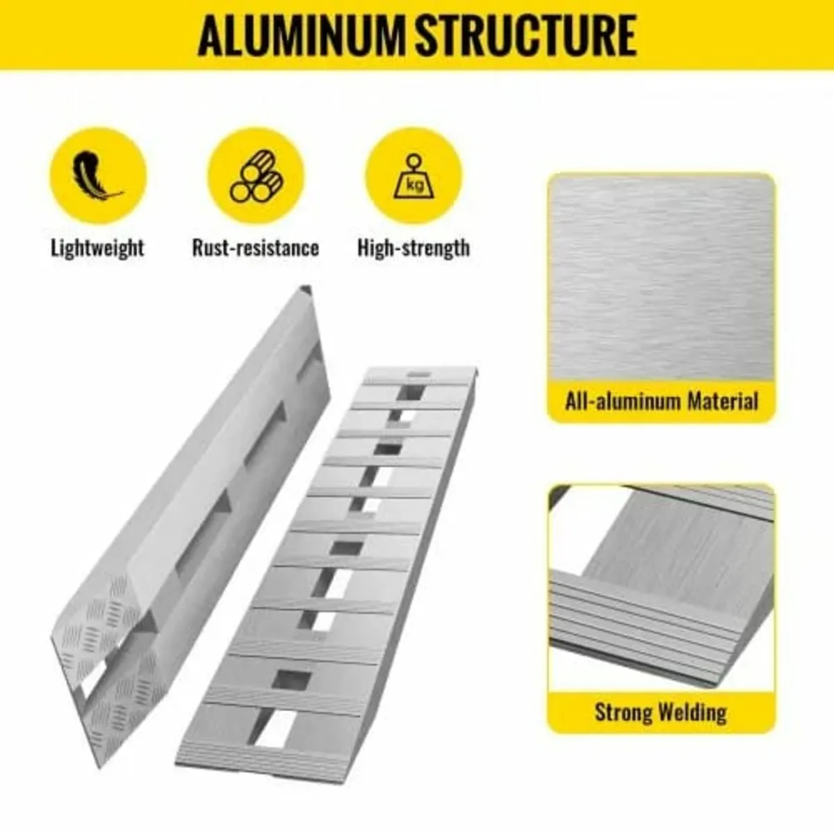 152.4 x 30.5 cm Aluminum Trailer Ramps 2721.6 kg T - Image 3