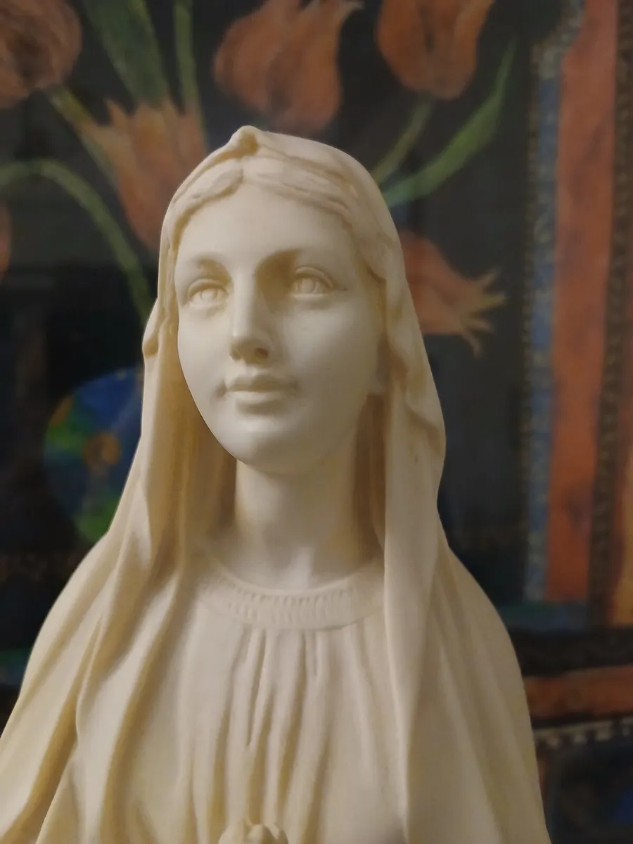 Vintage Marble "Santini" Virgin Mary Statue - Image 2