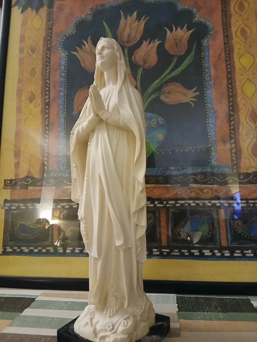 Vintage Marble "Santini" Virgin Mary Statue - Image 4