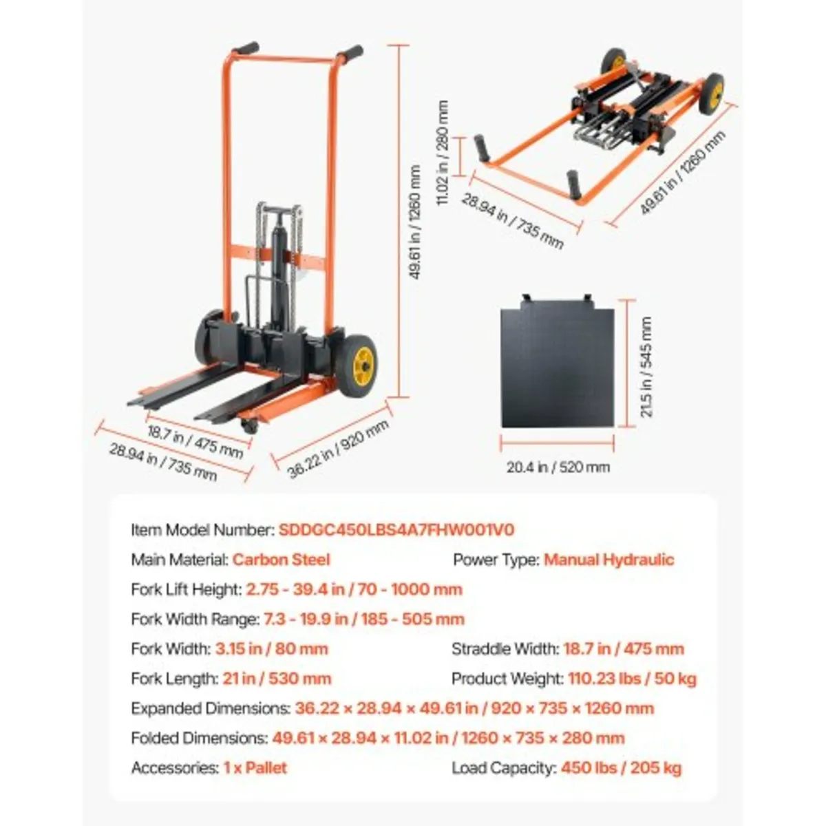 Hydraulic Material Lift Winch Stacker, 205 kg Load - Image 2