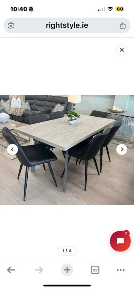 1.6m extendable light grey dining table - Image 2