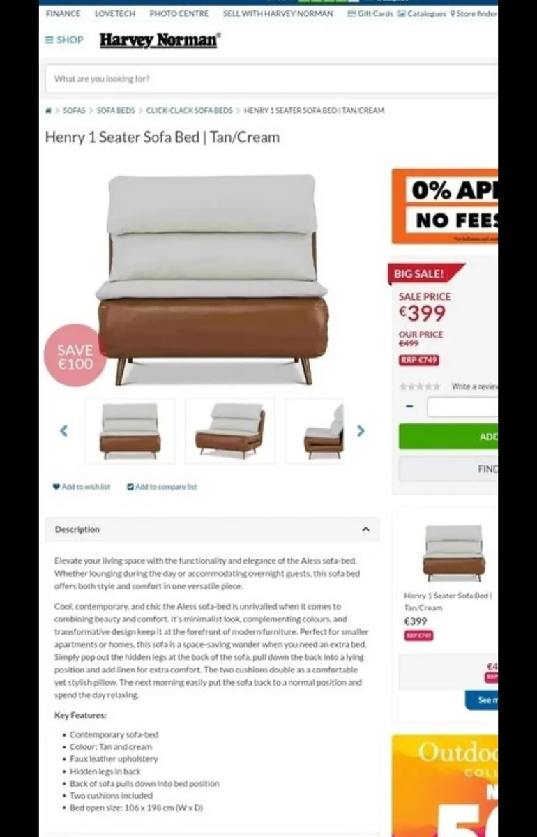 Large single Sofa Bed - Image 3
