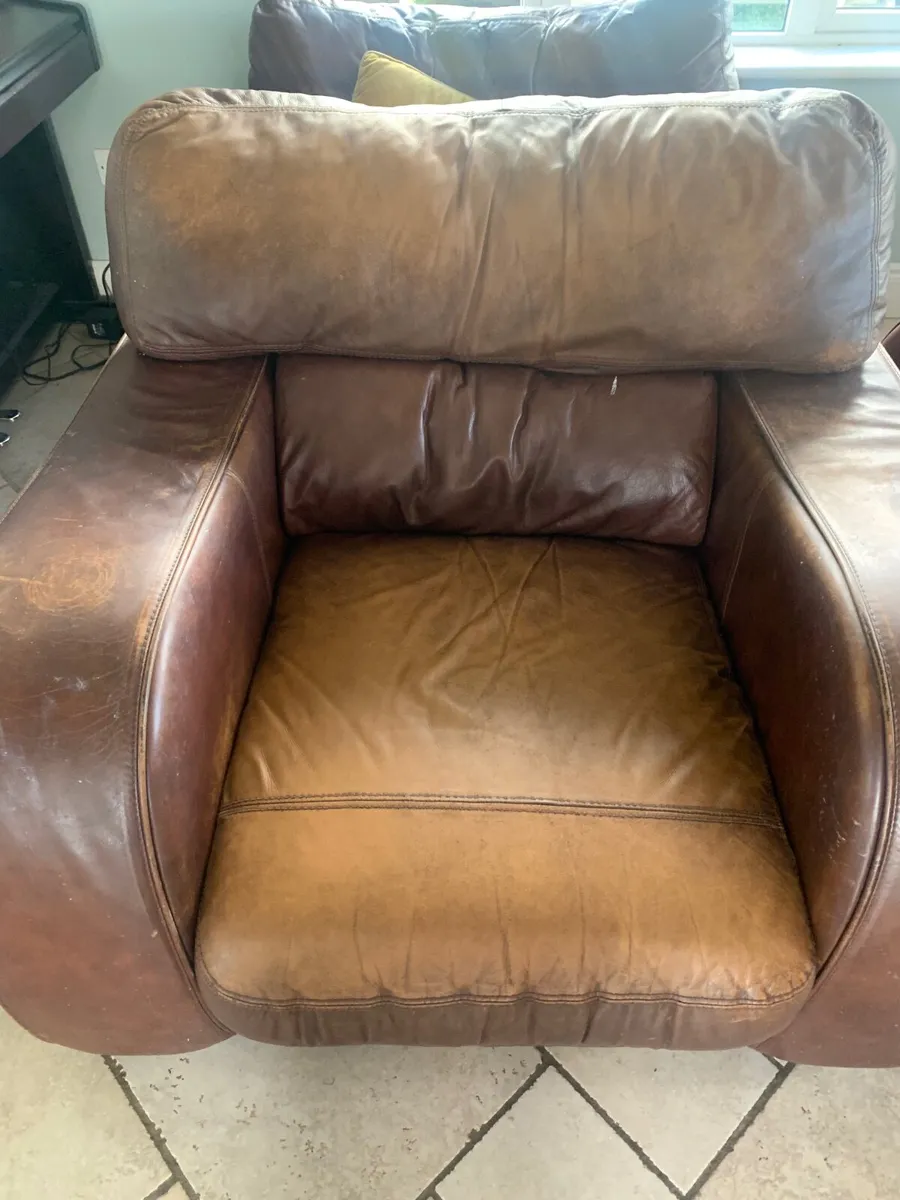 Brown Italian leather 3 piece suite - Image 1