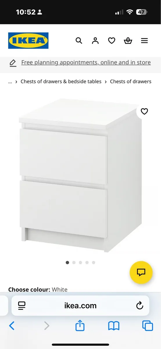 IKEA malm bedside drawers - Image 1