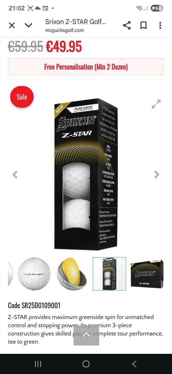 New box of Z-star Srizon pure white golf balls - Image 2