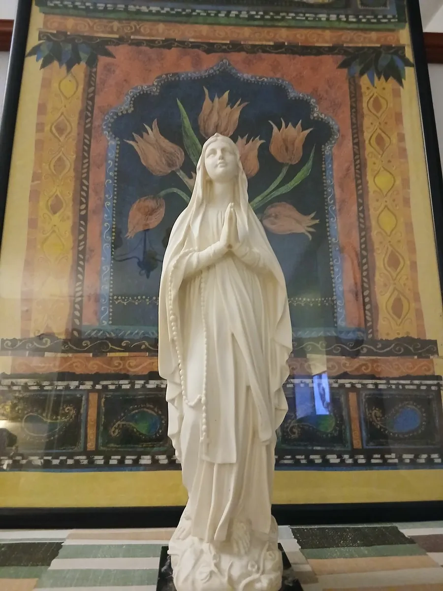 Vintage Marble "Santini" Virgin Mary Statue - Image 1