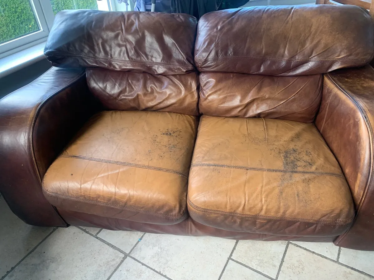 Brown Italian leather 3 piece suite - Image 2