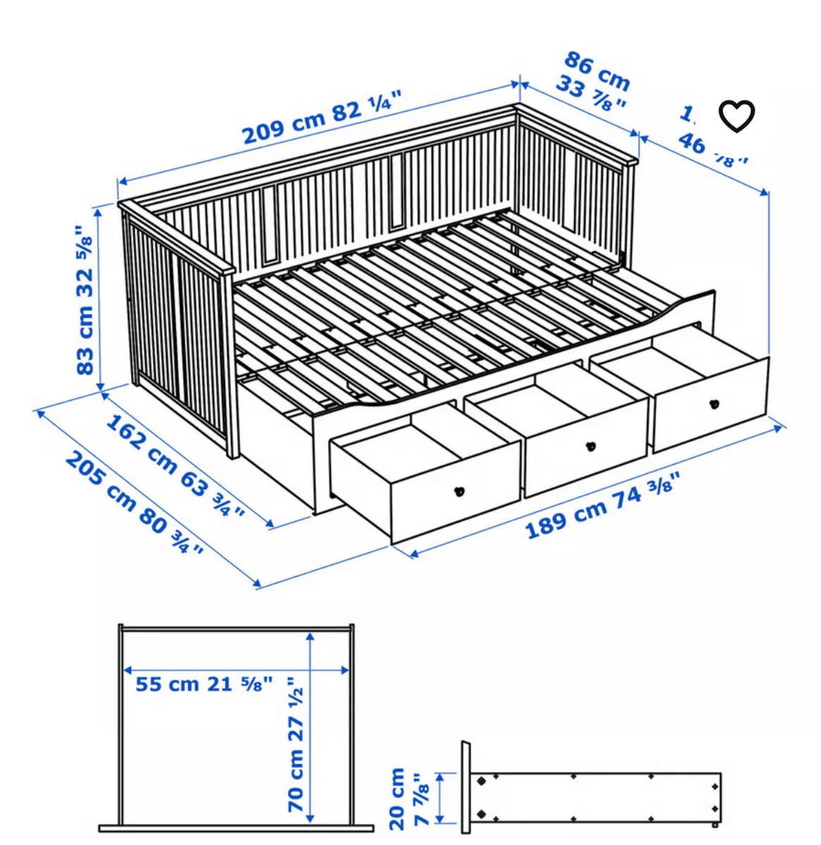 Ikea Hemnes day bed - Image 3