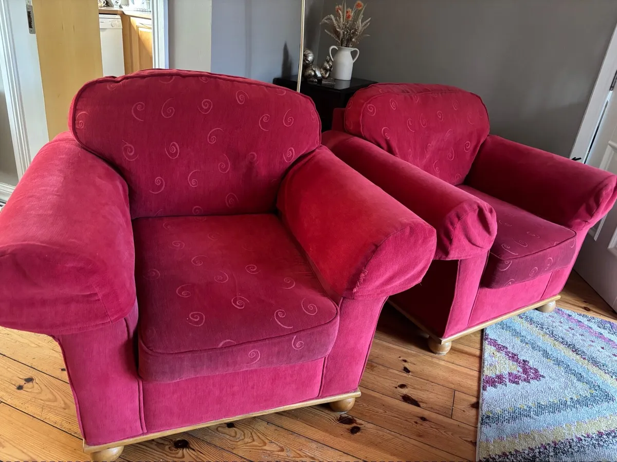 Red Sofa & Armchair Set – 3 Piece Suite - Image 3