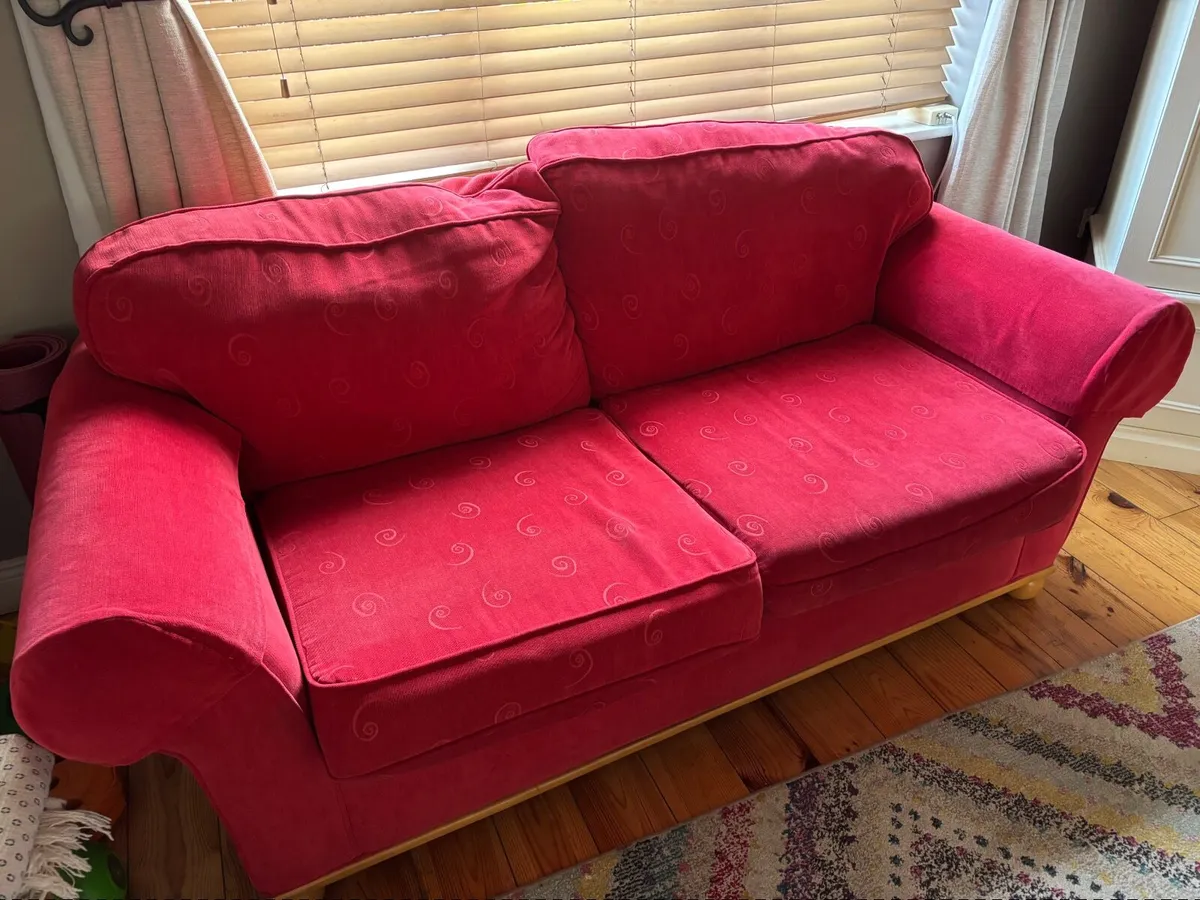 Red Sofa & Armchair Set – 3 Piece Suite - Image 4