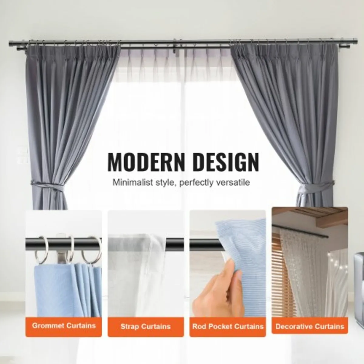 Double Rod Curtain Rods, 36-72 inches(3-6ft) Adjus - Image 4