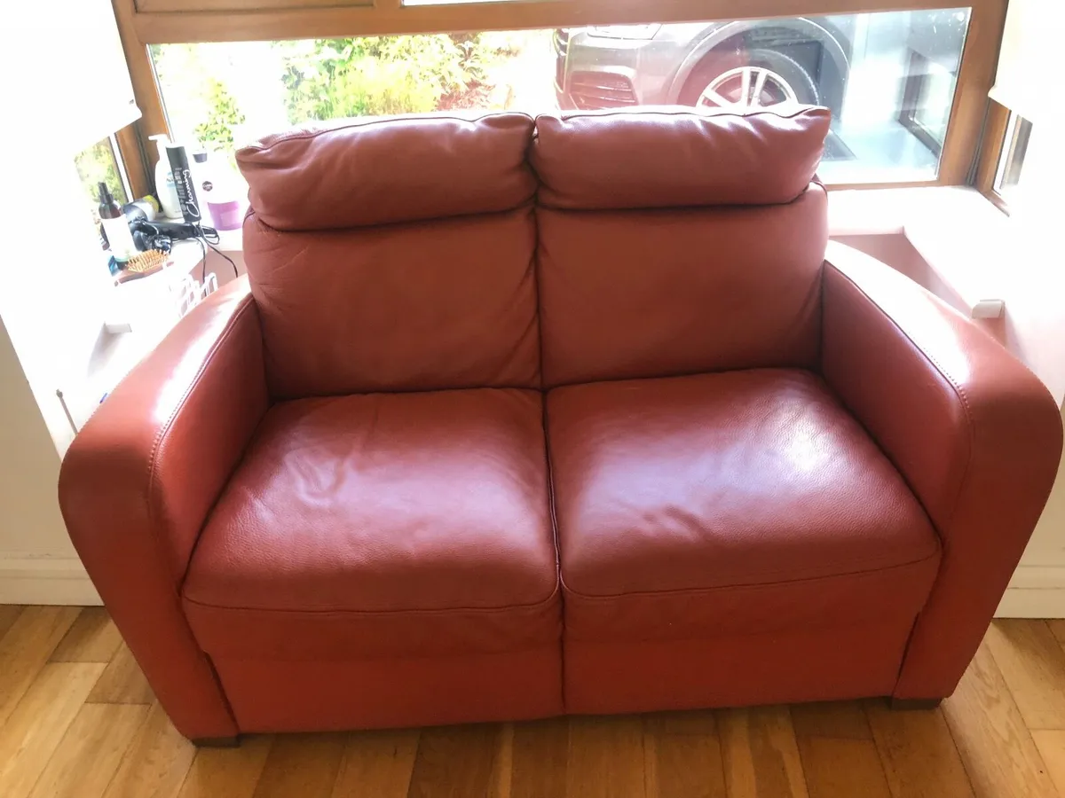 2 seater leather sofa - Image 1