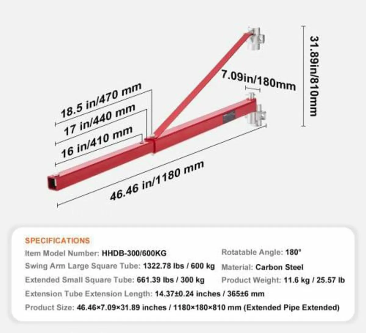 Electric Hoist Support Arm, 600 kg Max Load Capaci - Image 2