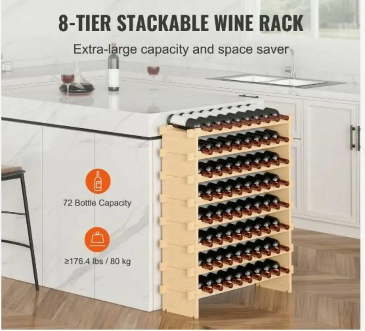72 Bottle Stackable Modular Wine Rack - Image 3