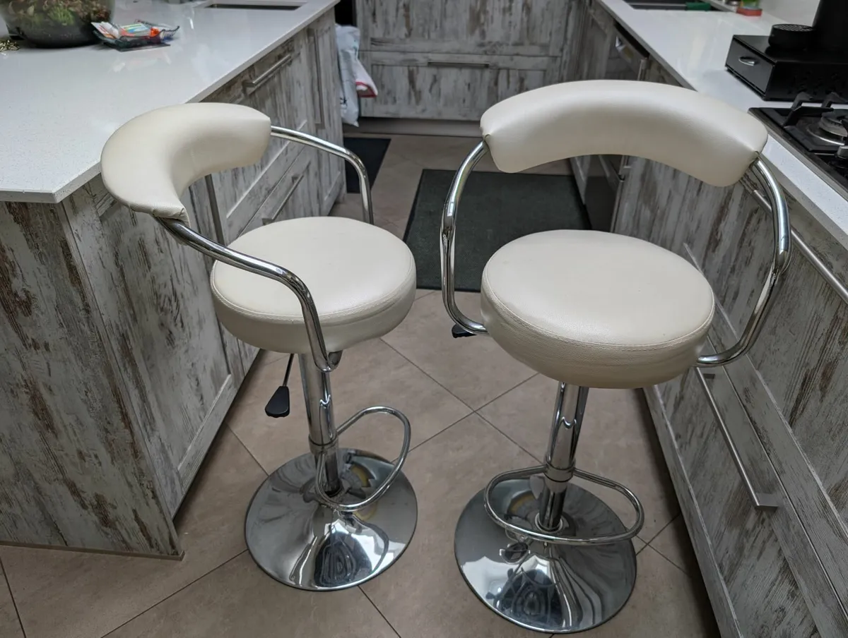 2 Kitchen Leather Stools - Image 1