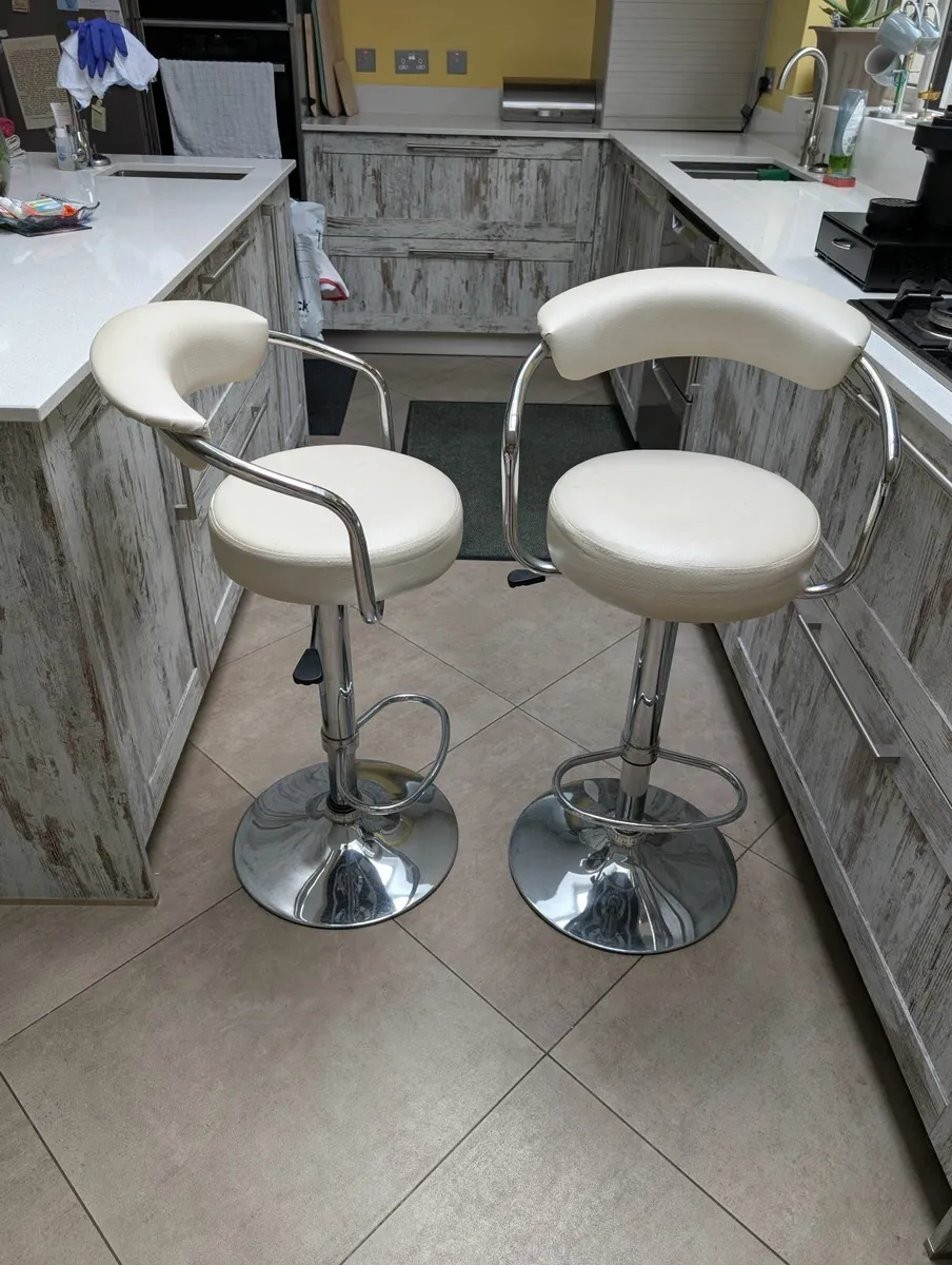2 Kitchen Leather Stools - Image 3