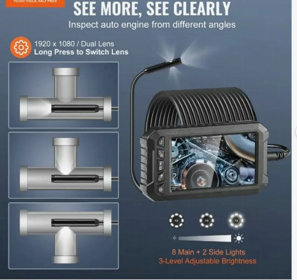 R Endoscope Camera with Lights Triple Lens - Image 2