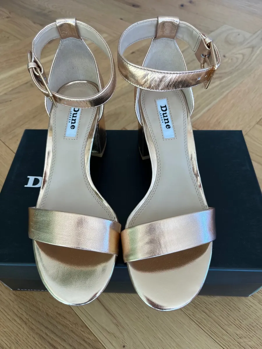 Dune Rose Gold Block Heels - Size 5 - Image 1