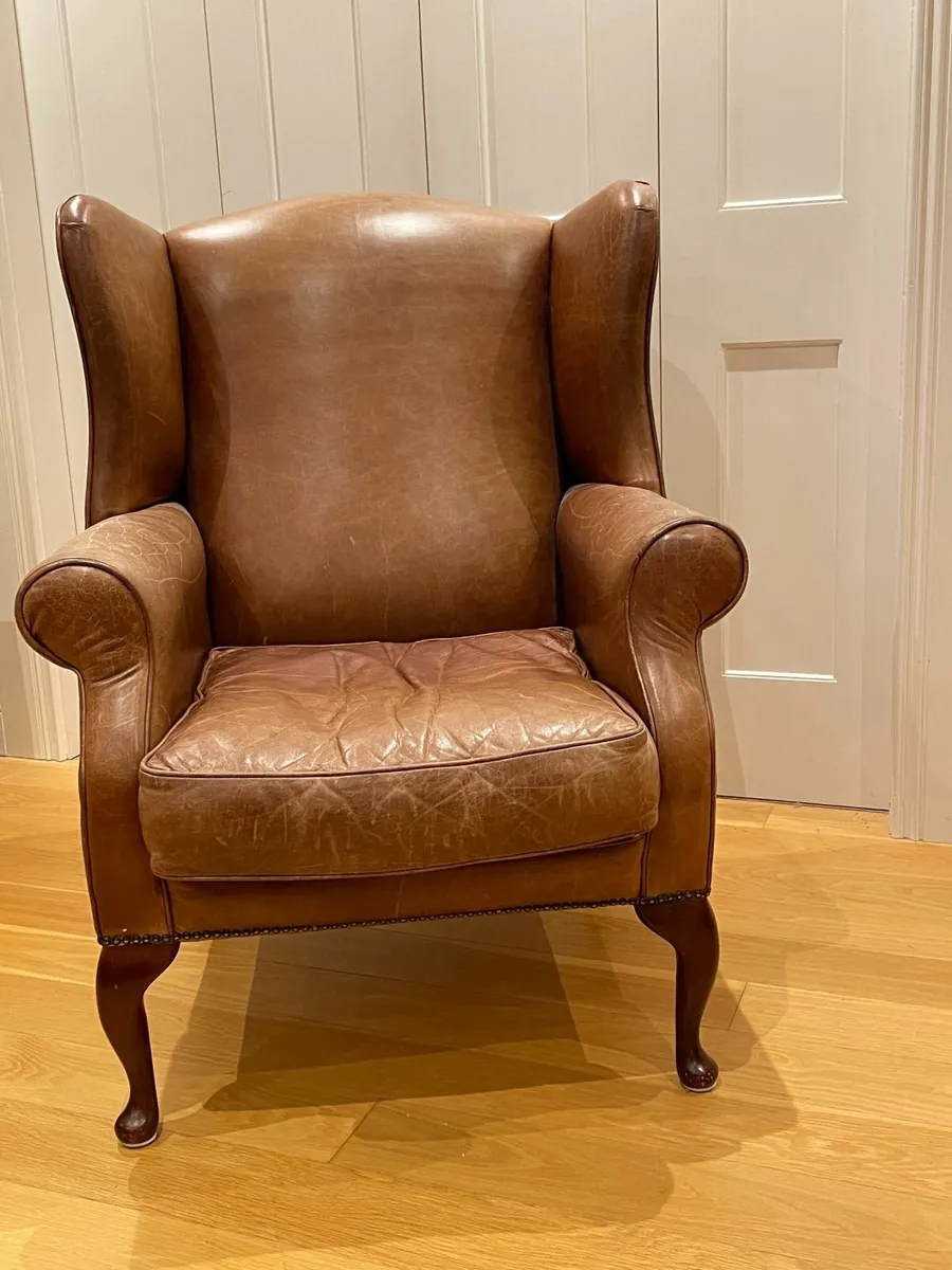 Leather Wingback Armchair - Image 1