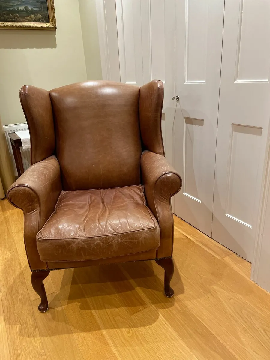 Leather Wingback Armchair - Image 2