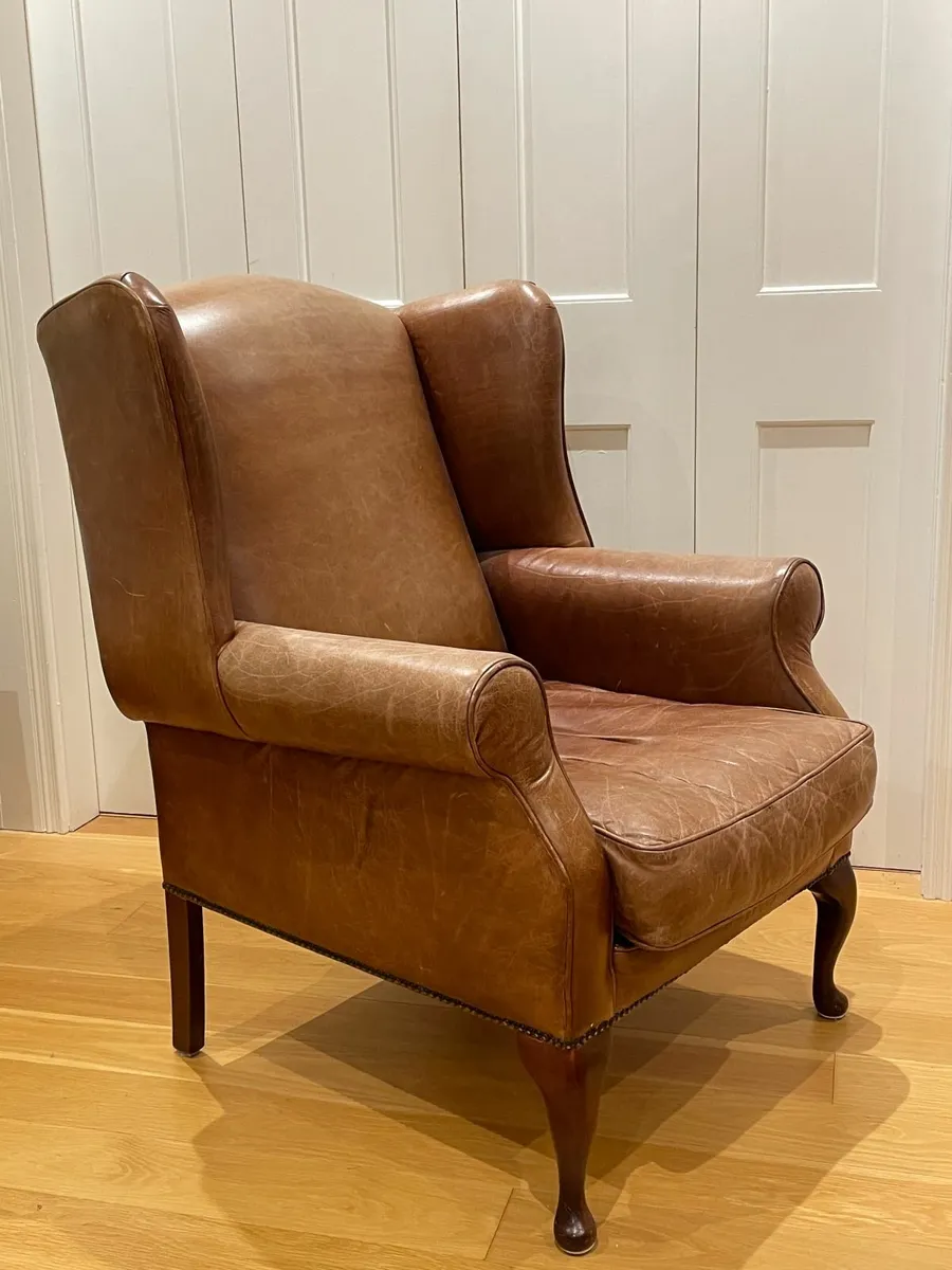 Leather Wingback Armchair - Image 3