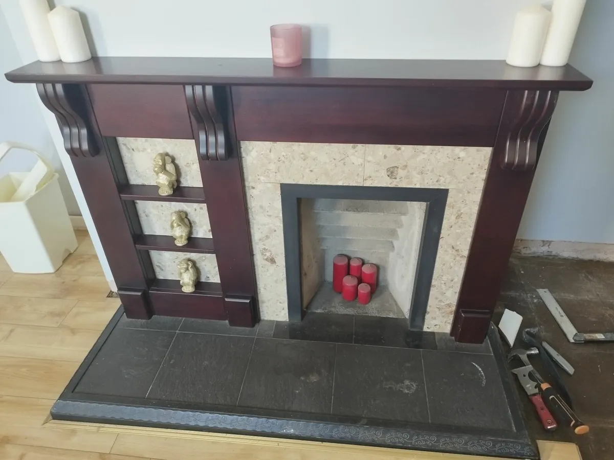 Fireplace mantel, inlay, hearth and backing - Image 2