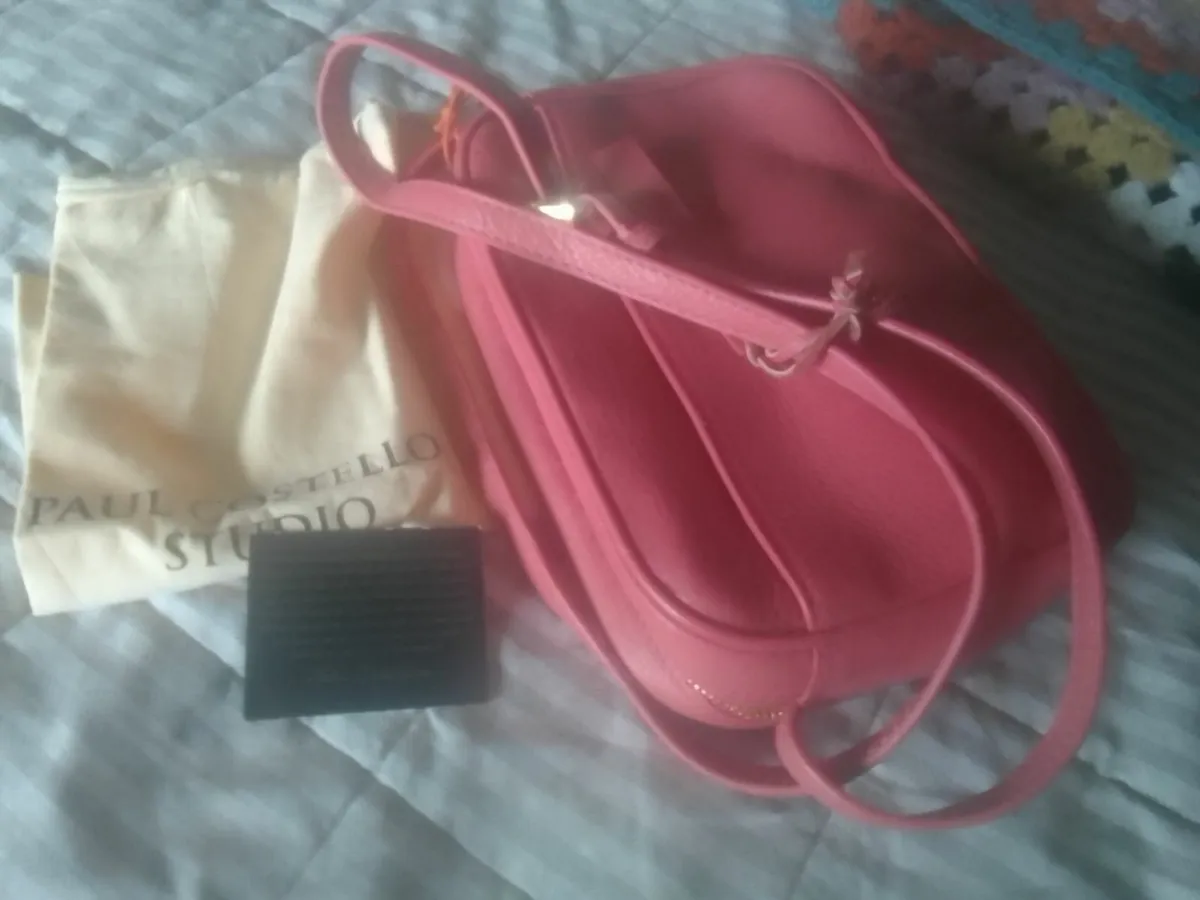 PAUL COSTELLOE PINK LEATHER CROSSBODY BAG NEW - Image 1