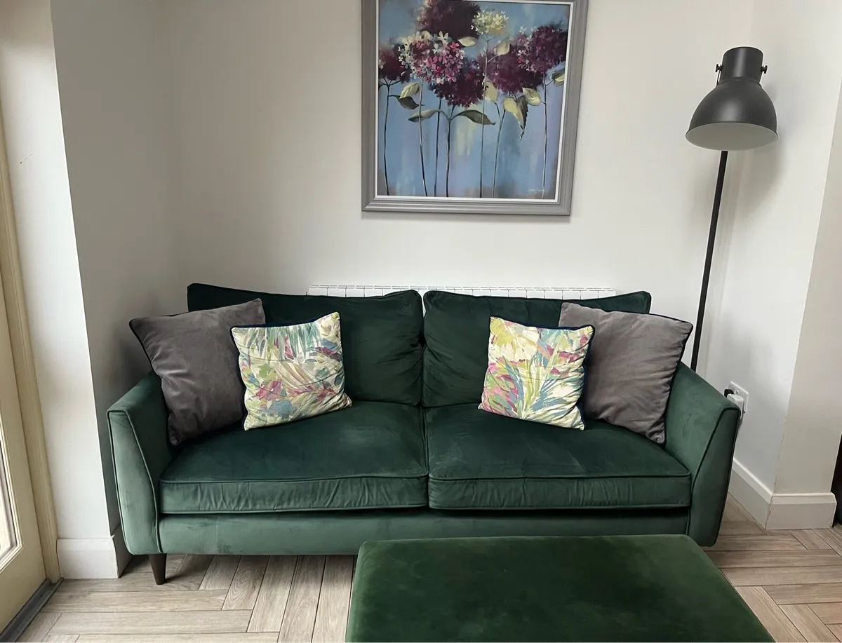 Green Velvet Sofa - Image 1