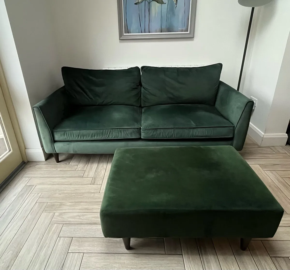 Green Velvet Sofa - Image 3