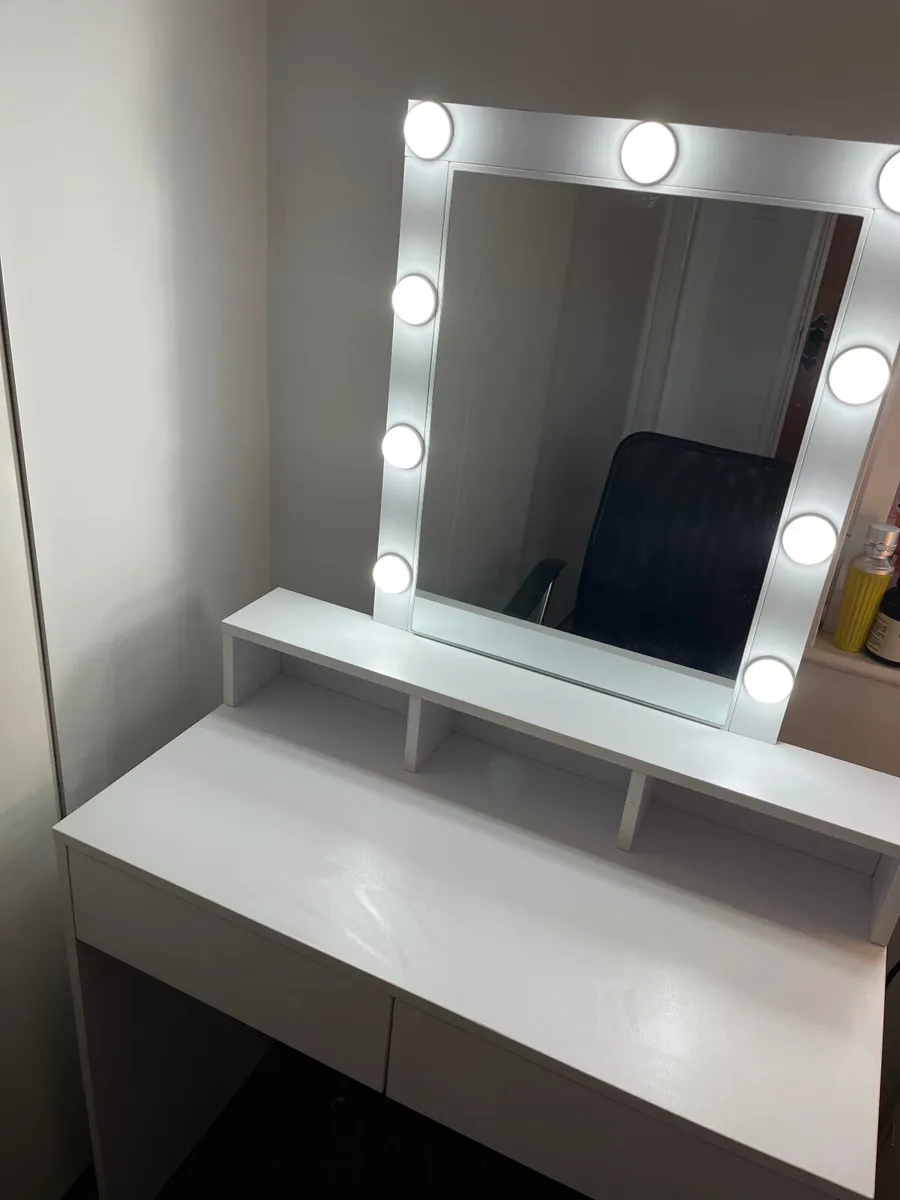 White Vanity with Lights - Image 2