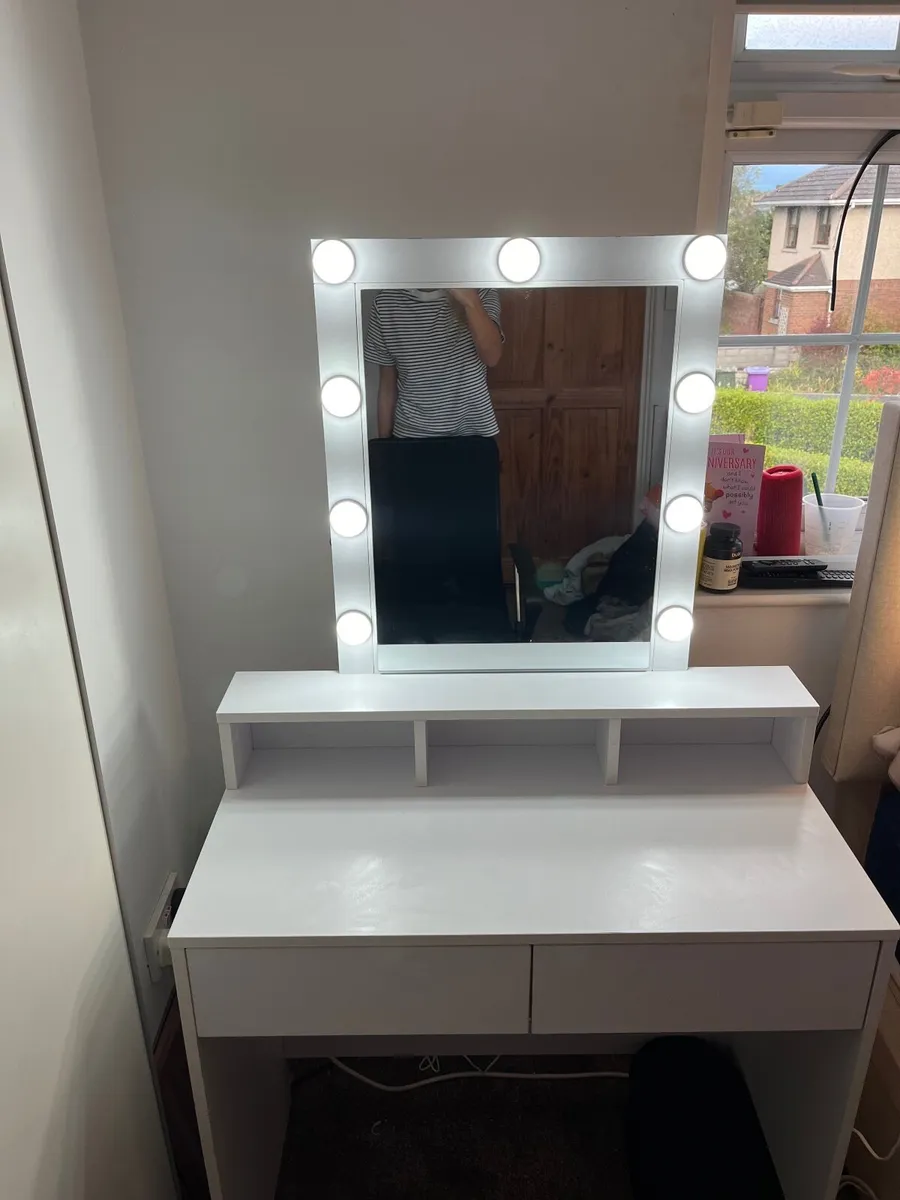 White Vanity with Lights - Image 1