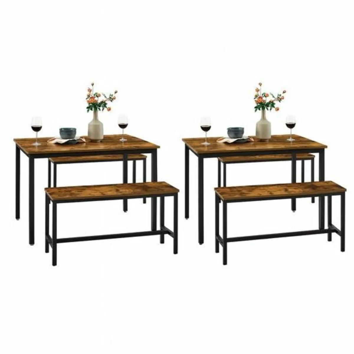 Dining Table and Bench Set for 8 People - Image 1